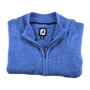 Footjoy FJ Sweater Men's Sz XXL Blue 100% Wool 1/4 Zip Golf Casual Long Sleeve